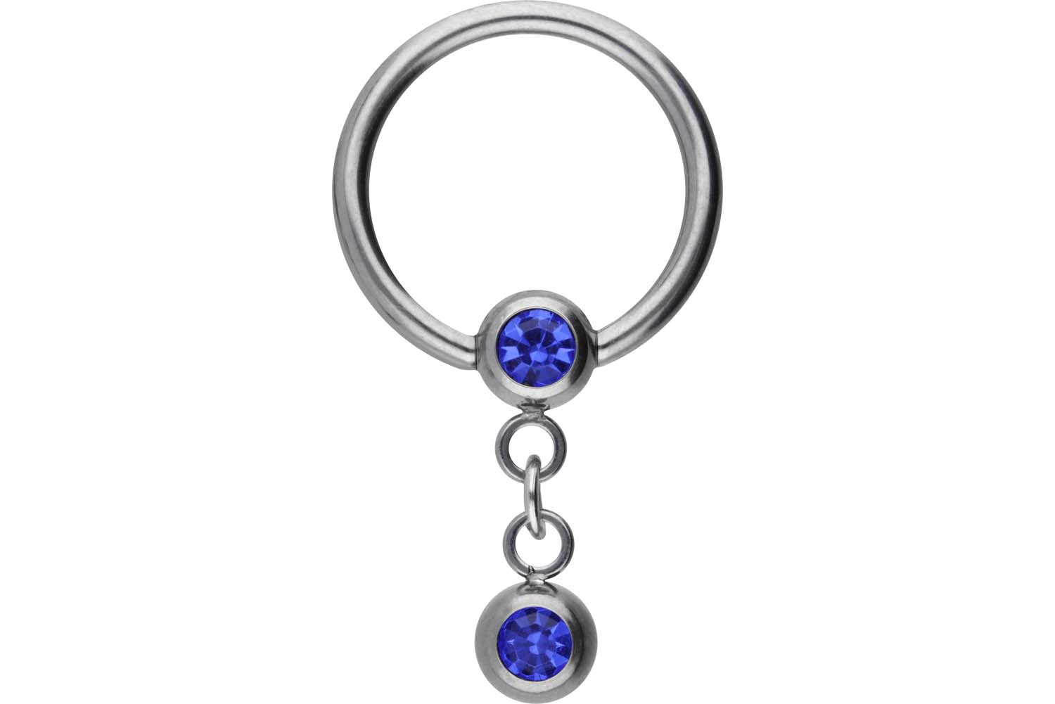 Titan Klemmkugelring Piercing ZWEI KRISTALLE ++SALE++